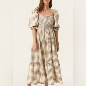Nothing Fits But Kiko Taupe Gingham Dress Size M/L